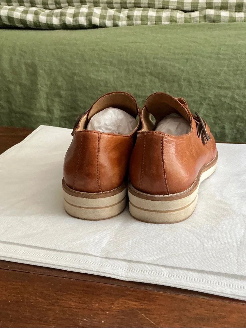 Women’s Brown Leather Buckle Loafers – Casual Everyday Flats